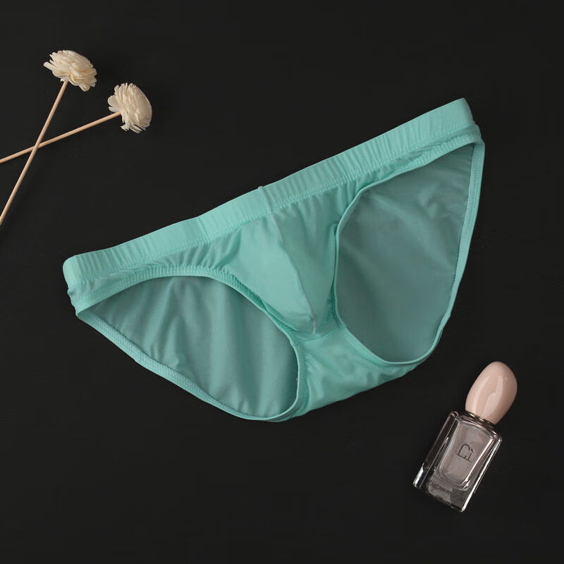 张饭雨男士冰丝透明内裤低腰三角裤性感丝滑凸囊袋透气男青年裤头 【1