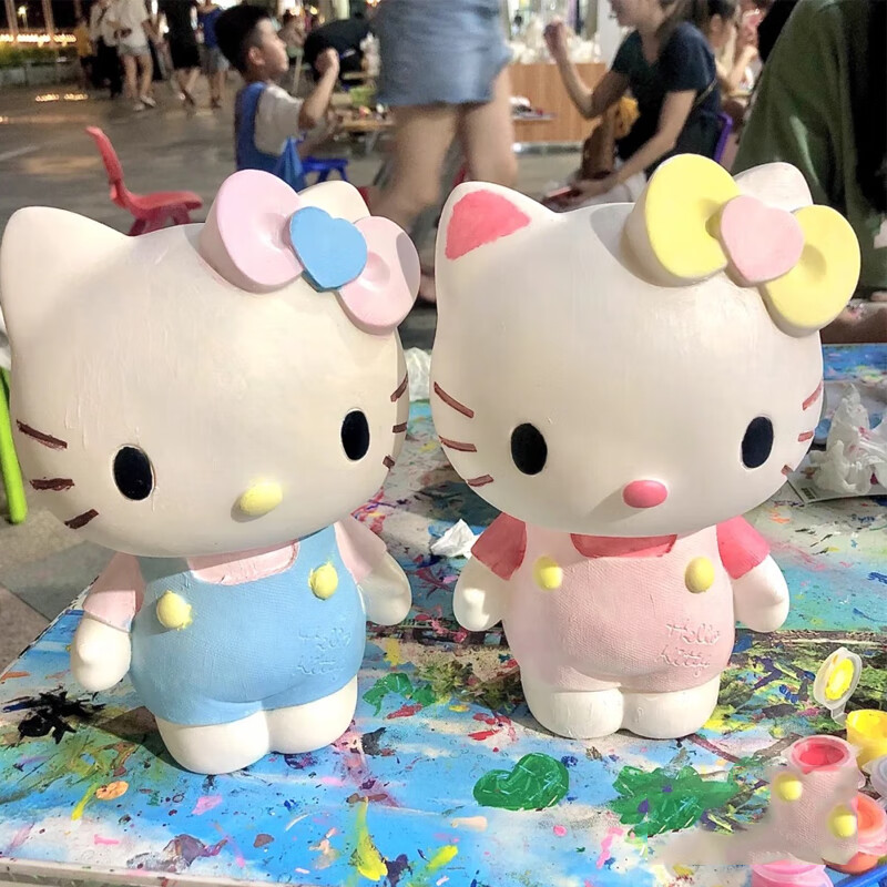 石膏娃娃diy涂色彩绘涂鸦手工材料包hellokitty史迪仔白胚模具 风