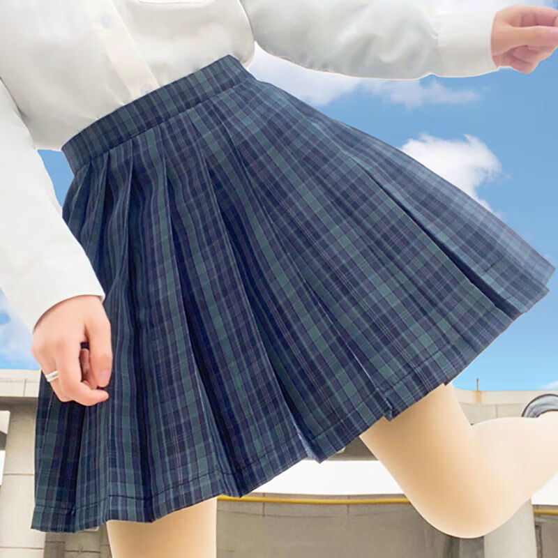 宫九歌 jk制服格裙百褶裙子女日系学院派校服短裙jk格裙套装夏装半身