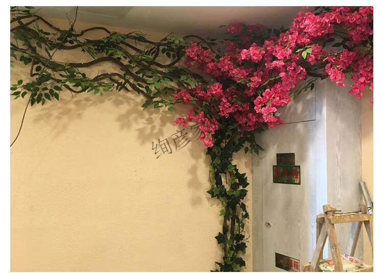 仿真三角梅干枝假花仿真花家居客厅摆设落地装饰绢花婚庆造景爬藤 大