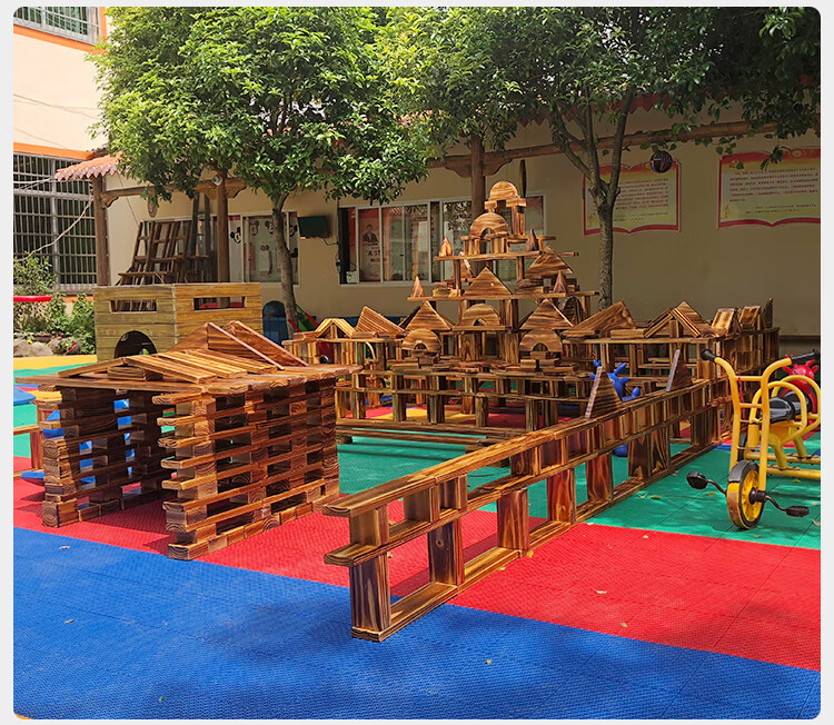 幼儿园超大型户外碳化大积木原木炭烧儿童建构区材料搭建实木玩具1633
