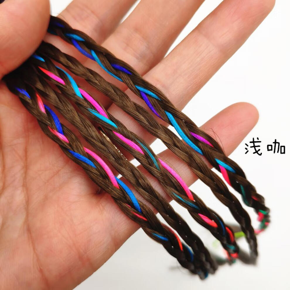 京选发箍假发一体无痕彩色脏脏辫头绳编发彩绳发丝编头发的发绳纤维