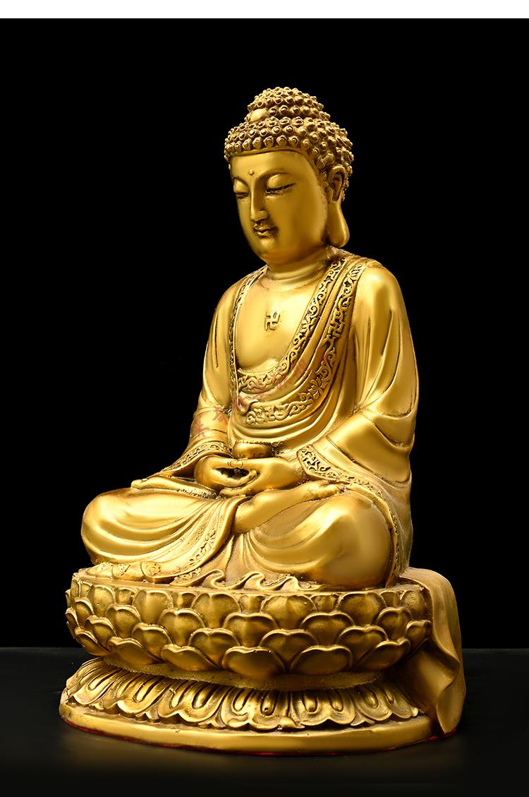 释迦牟尼佛佛像铜释迦摩尼铜像家用供奉大号大日如来摆件 15*15*23cm*