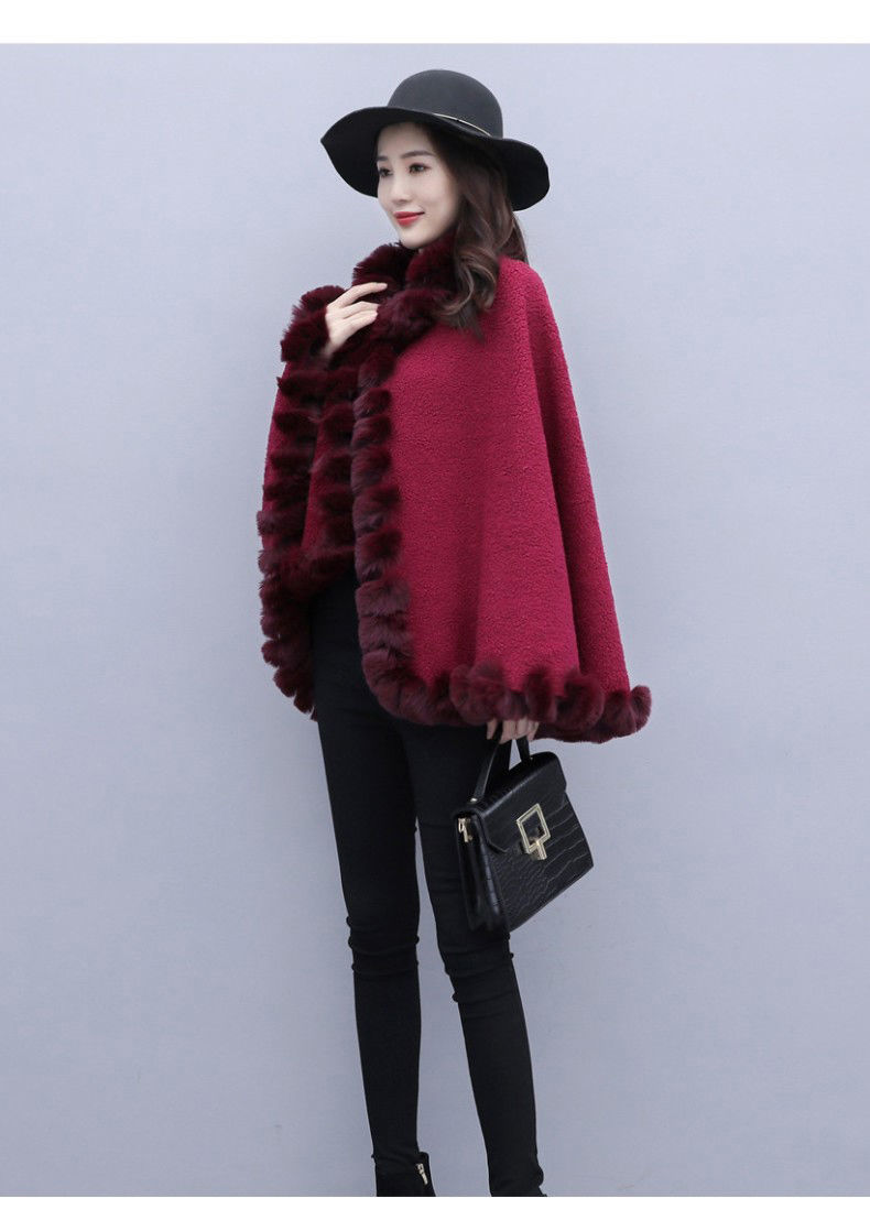 趣仕达新品披肩女秋冬款时尚加绒加厚披肩斗篷外套女冬新款小个子气质