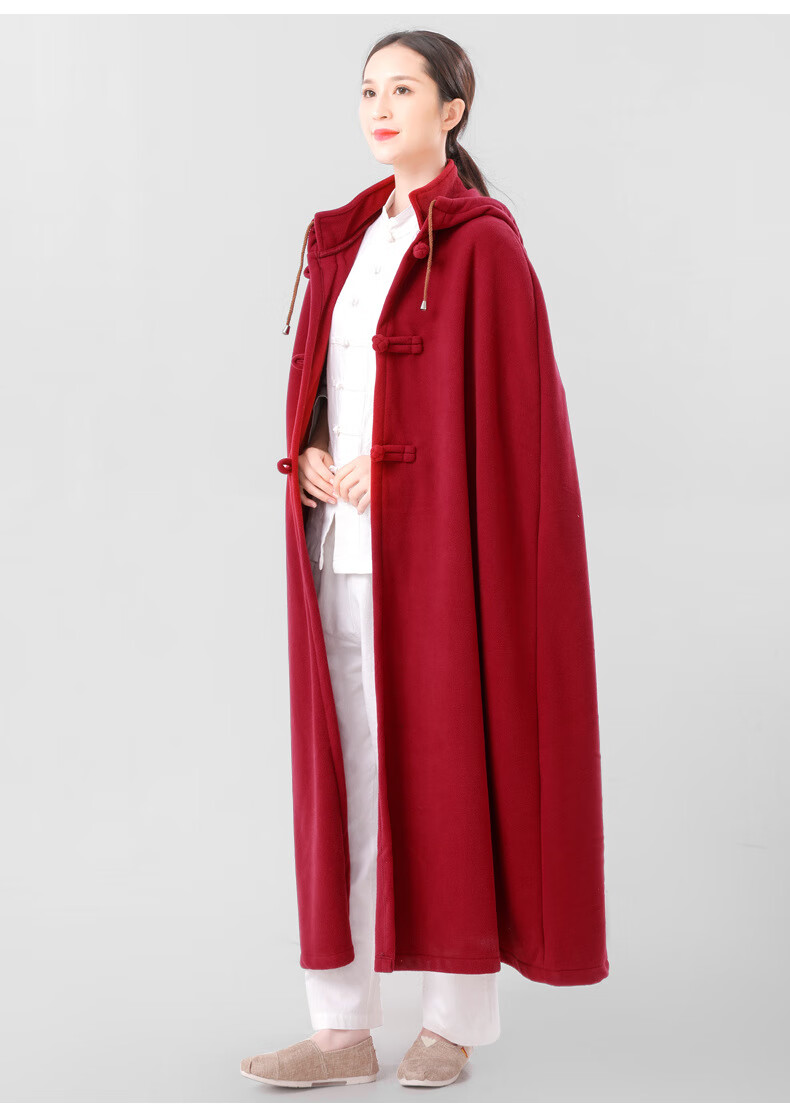 淑乐斯 禅修打坐披风斗篷 精梳棉长款连帽男女同款僧人僧服居士披肩毯