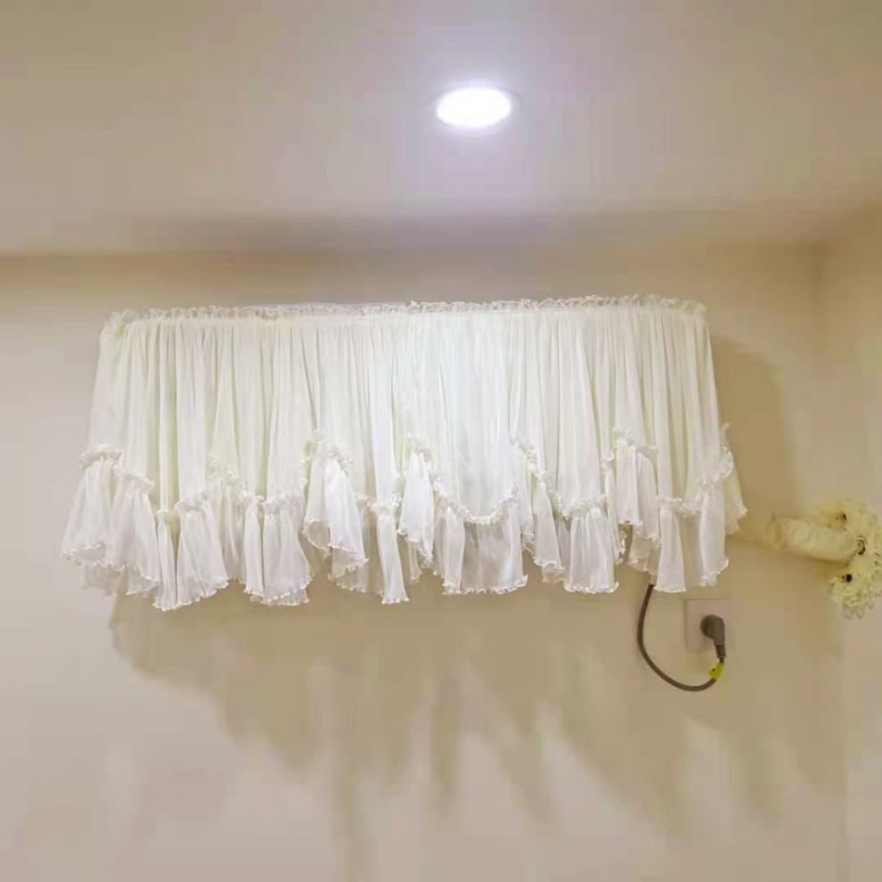 空调防尘罩挂机法式蕾丝布艺米白色挂式空调套空调罩防尘罩挂机罩开机