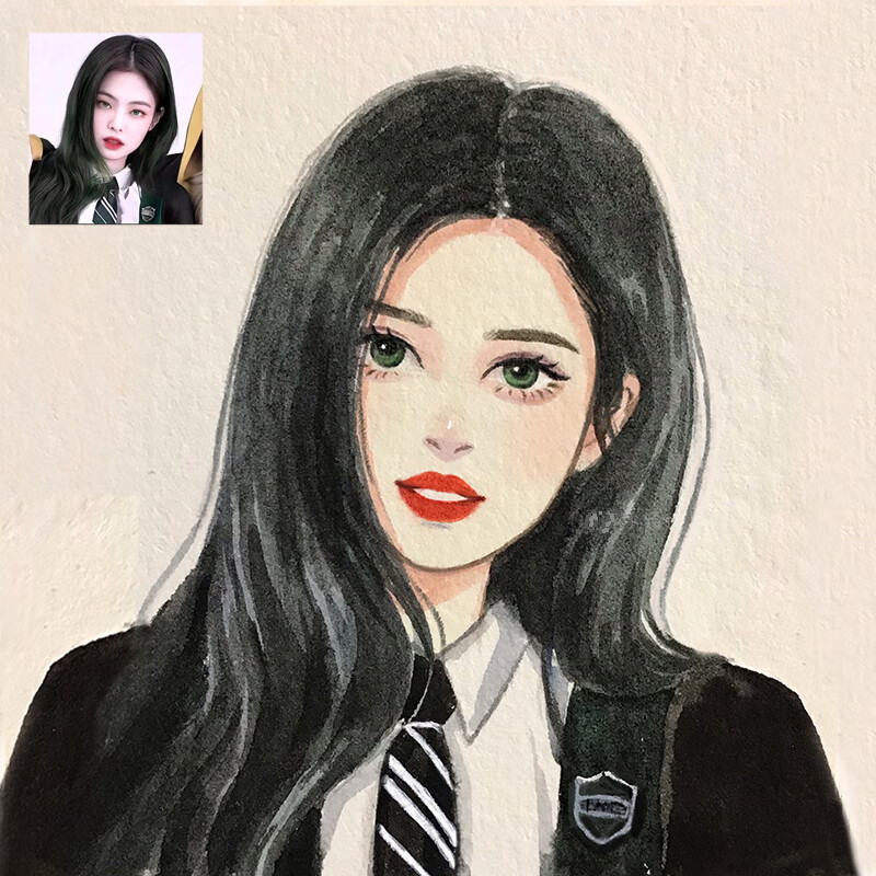 手绘头像定制情侣宠物设计动漫画真人照片转q版卡通全家福头像照精致
