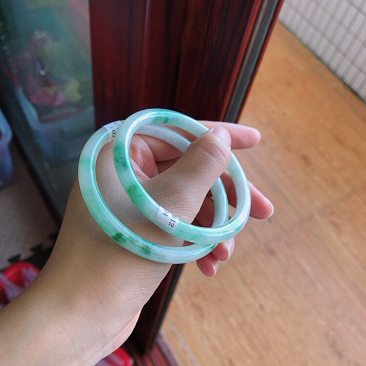 老凤凰 叮当镯翡翠货冰种圆条手镯时尚少女玉饰缅甸细条玉石手镯贵妃
