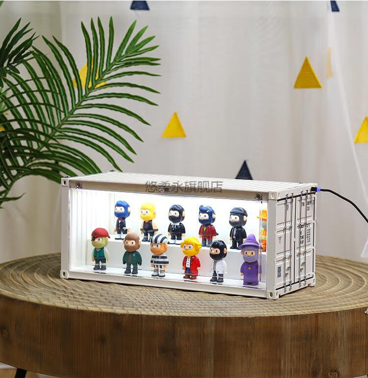 官方旗舰展示盒集装箱光展示盒收纳娃娃玩具盲盒公仔模型展示柜白色