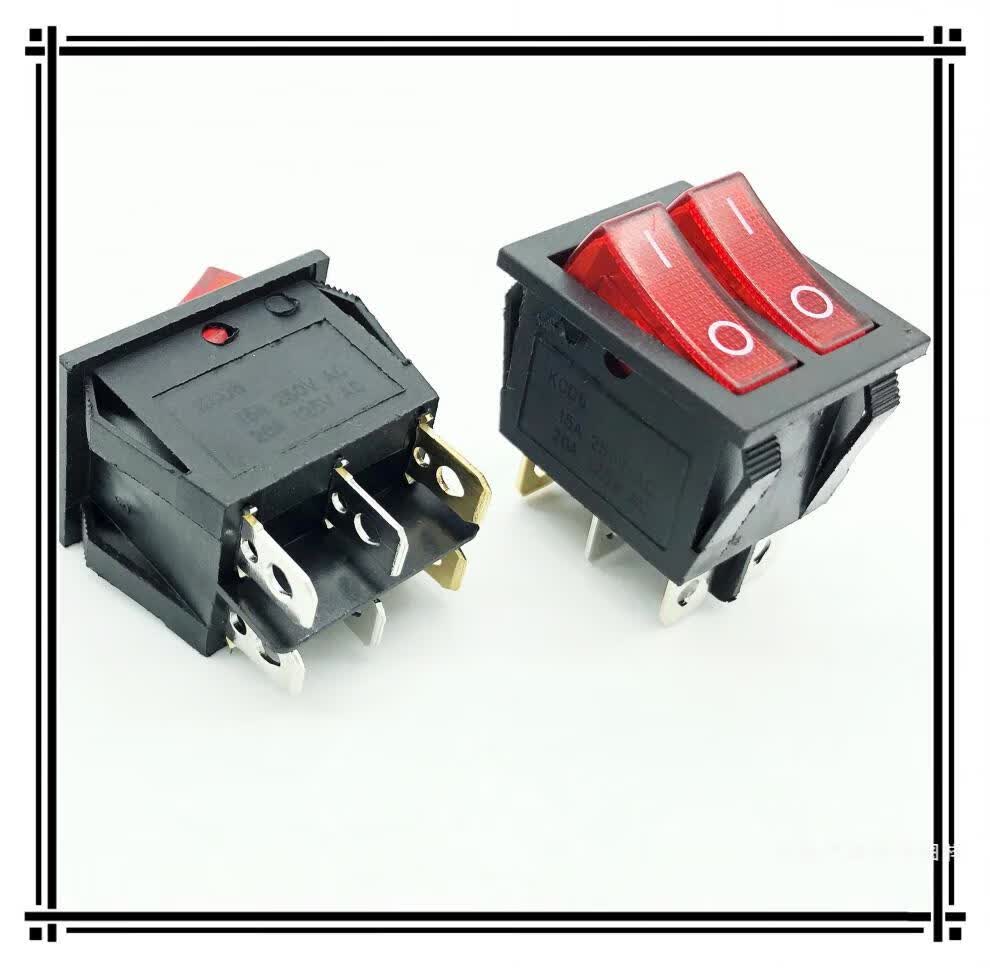 电暖气取暖器6脚双控电源开关猫眼热水器油汀电饼铛开关配件 黑双钮