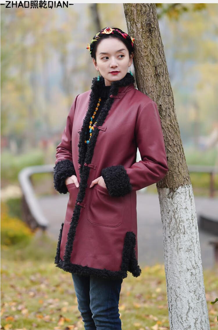 照乾藏族服装冬季冬天穿的藏装女藏式外套民族风棉服汉服中长款棉衣加
