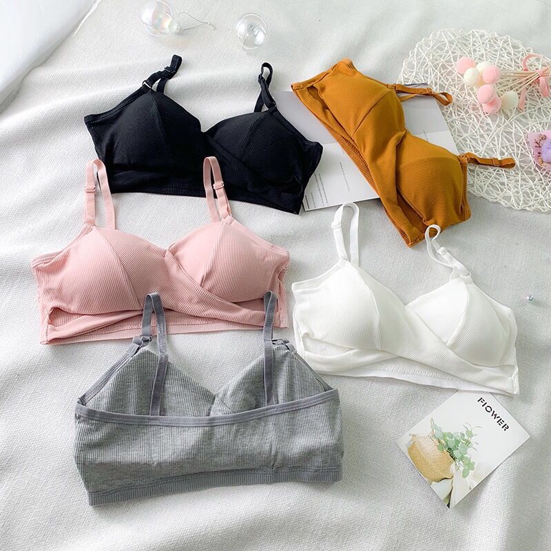 网红吊带裹胸内衣女无钢圈学生高中生美背抹胸式文胸打底背心白色均码