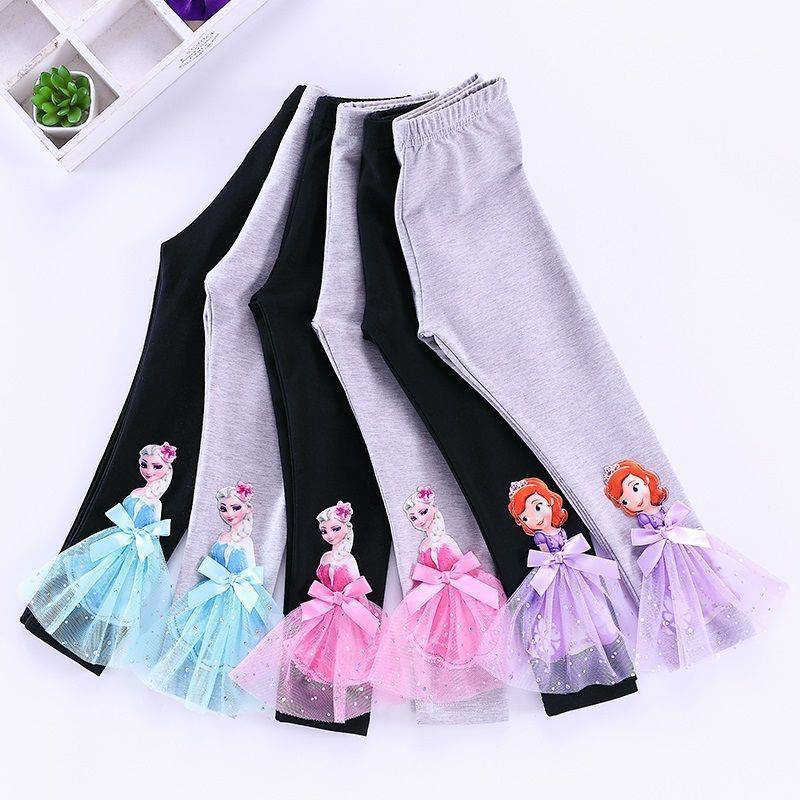 踏舰本店3-14岁冰雪奇缘女童打底裤装新款春秋装艾莎儿童公主裤子爱莎