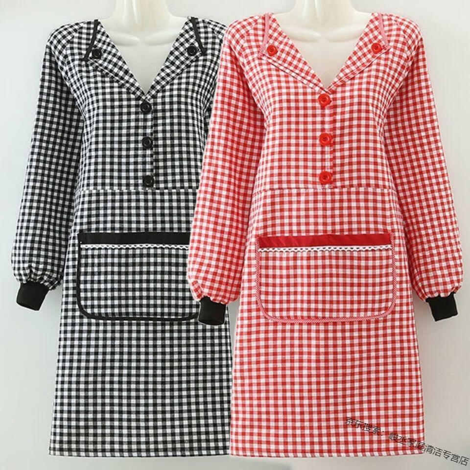 纯棉长袖围裙冬款女洋气网红厨房做饭防油罩衣成人可爱家用工作服翻领