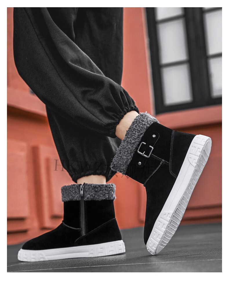 冬天穿的男士加绒棉鞋雪地靴男保暖冬季加厚东北冬天防水防滑大锦绵鞋