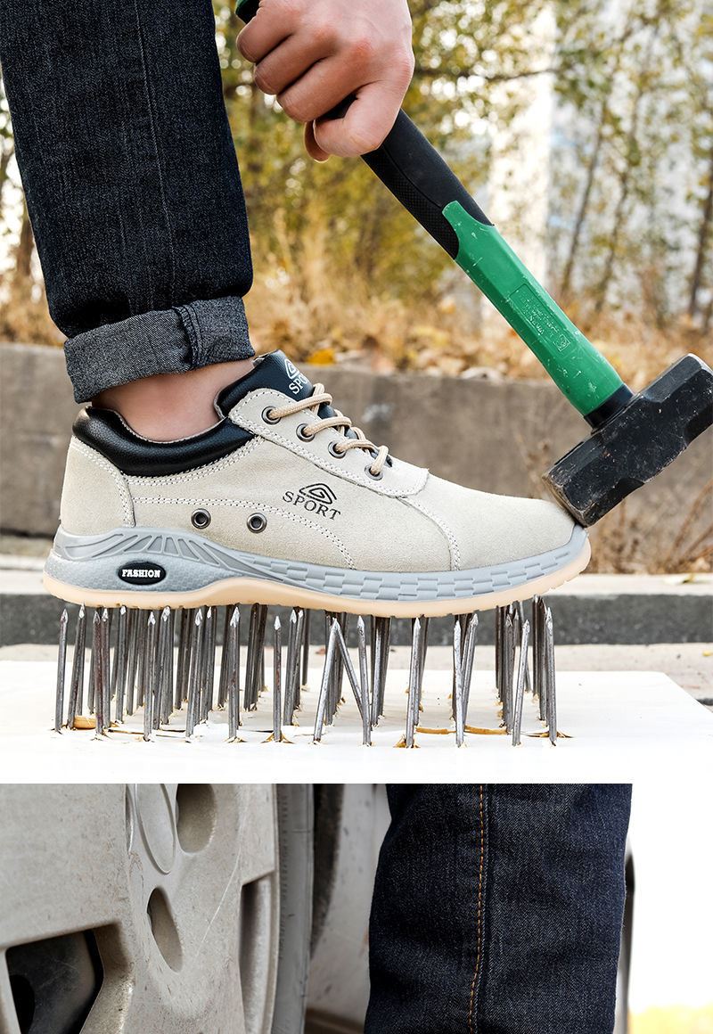 建筑工地劳保鞋有钢板男四季款防砸防刺穿轻便钢包头软底电焊全老保