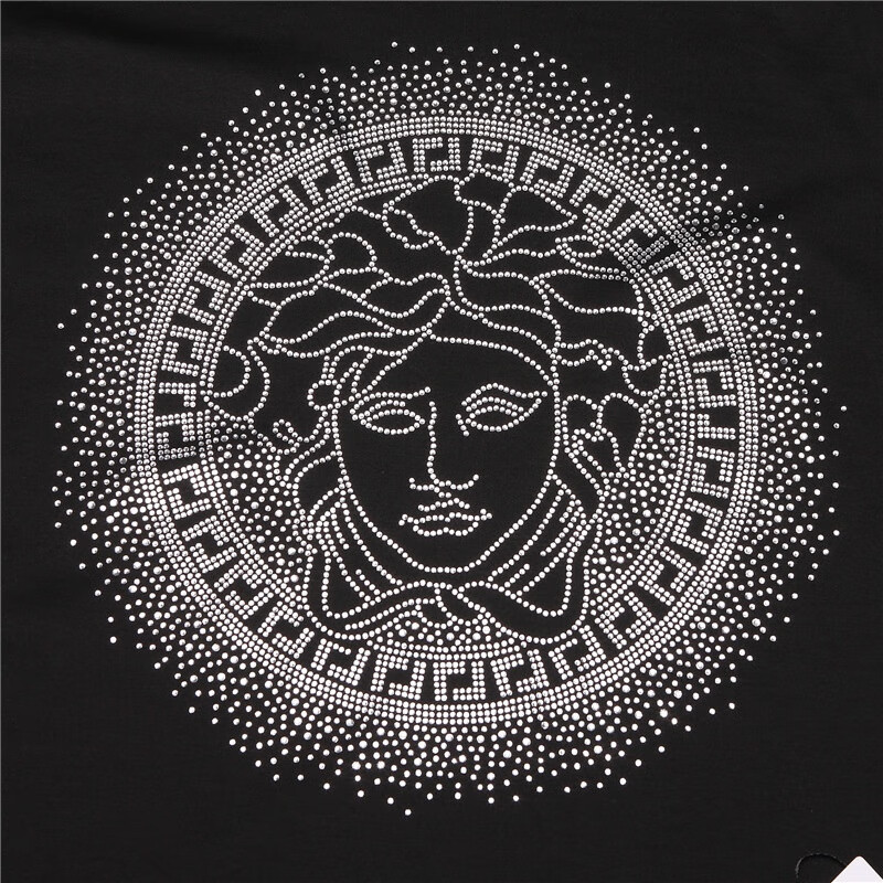 夏季新款美杜莎烫钻t恤男女同款女同款瓦萨琪圆领上衣男女同款白色xl