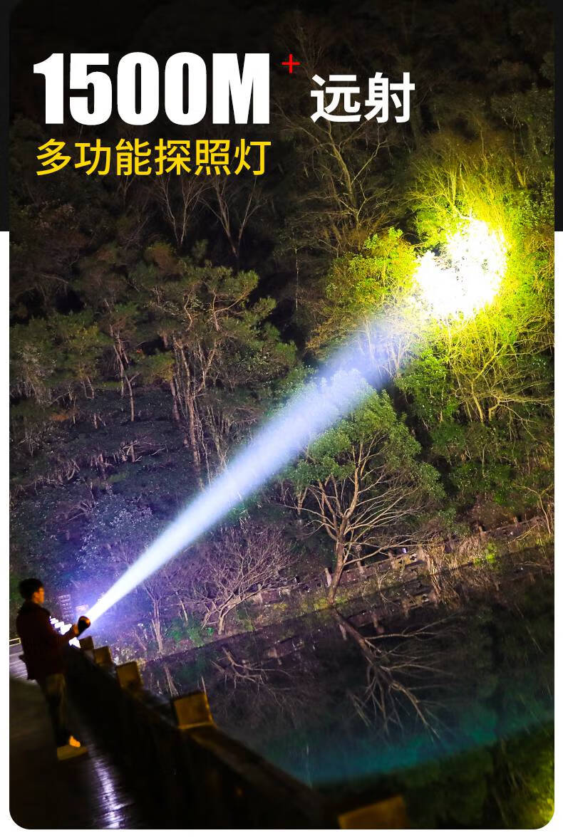 灯 小野人手电筒超亮强光充电户外巡逻应急灯大功率手提疝气探照灯