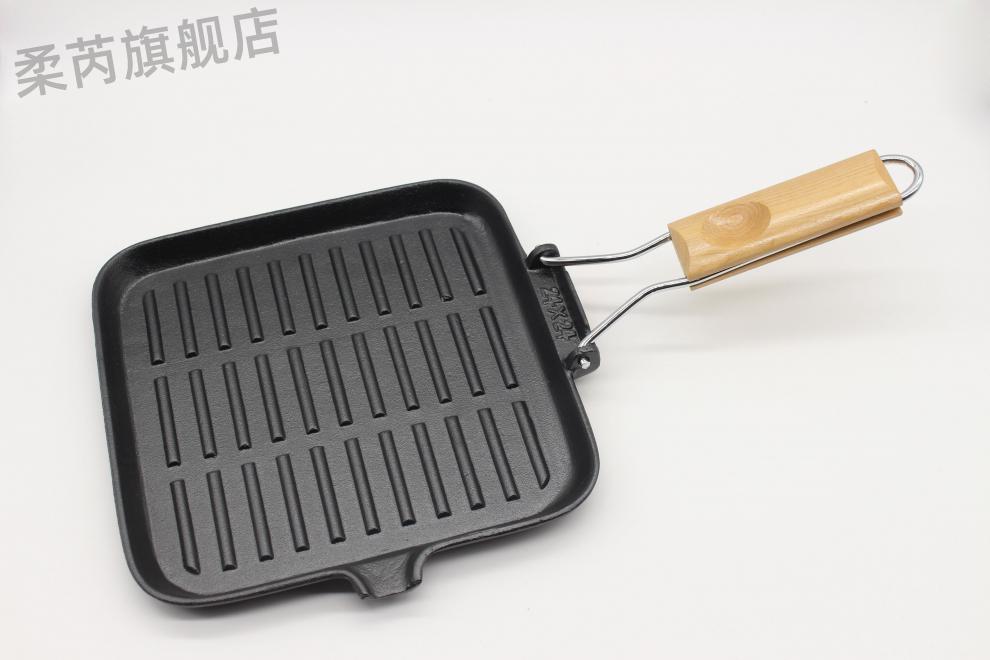 铁板烧盘加厚铸铁牛排锅家用烤肉煎鱼锅平底锅煎烤盘煎锅通用28厘米