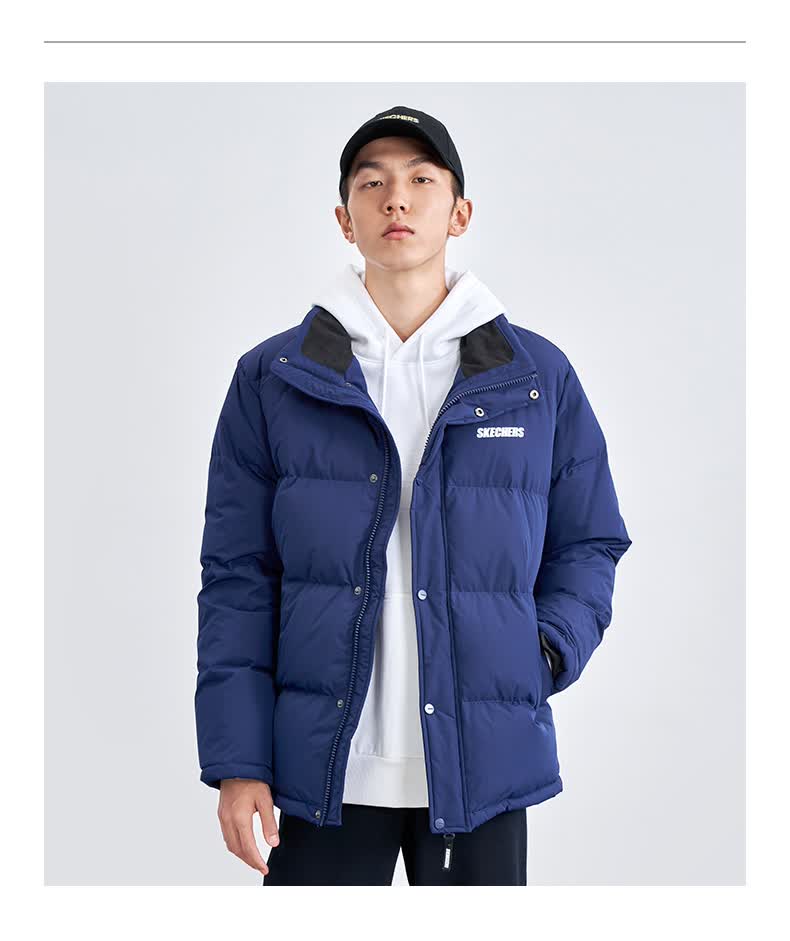skechers斯凯奇2021秋冬男时尚简约白鸭绒羽绒服运动外套l321m168002k