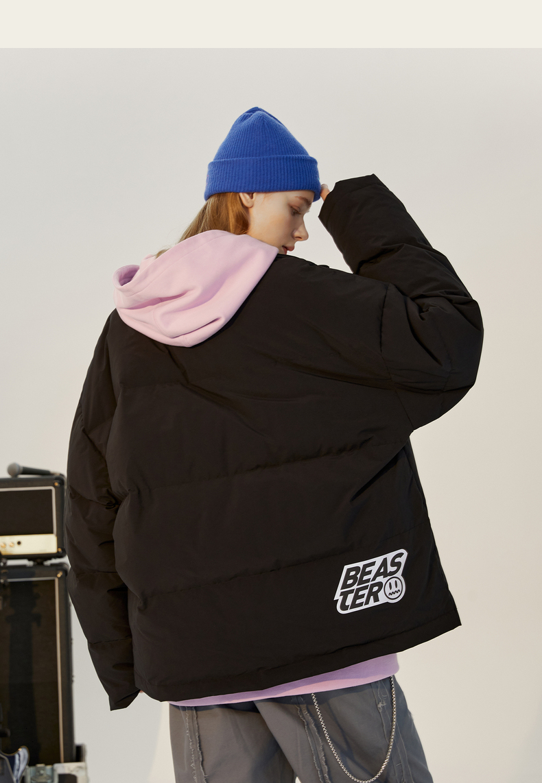 赤泽beaster小恶魔鬼脸简约刺绣羽绒服男潮牌反光时尚街头潮流ins情侣