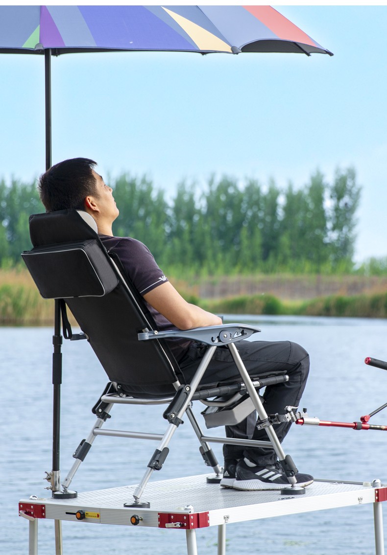 轻便靠背可躺加厚便携钓鱼椅子铝合金款加长腿向脚红色套餐三标准套餐