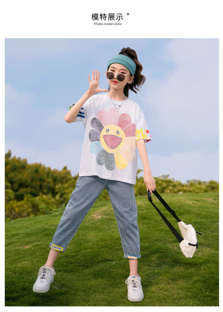 羽夕兔女童洋气套装夏装2022年新款女孩夏季网红儿童12岁时尚中大童