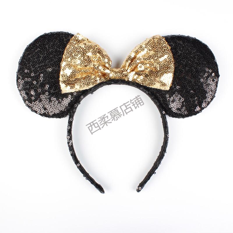 米奇蝴蝶结全亮片发箍立体游园卖萌头箍米妮发箍大红色