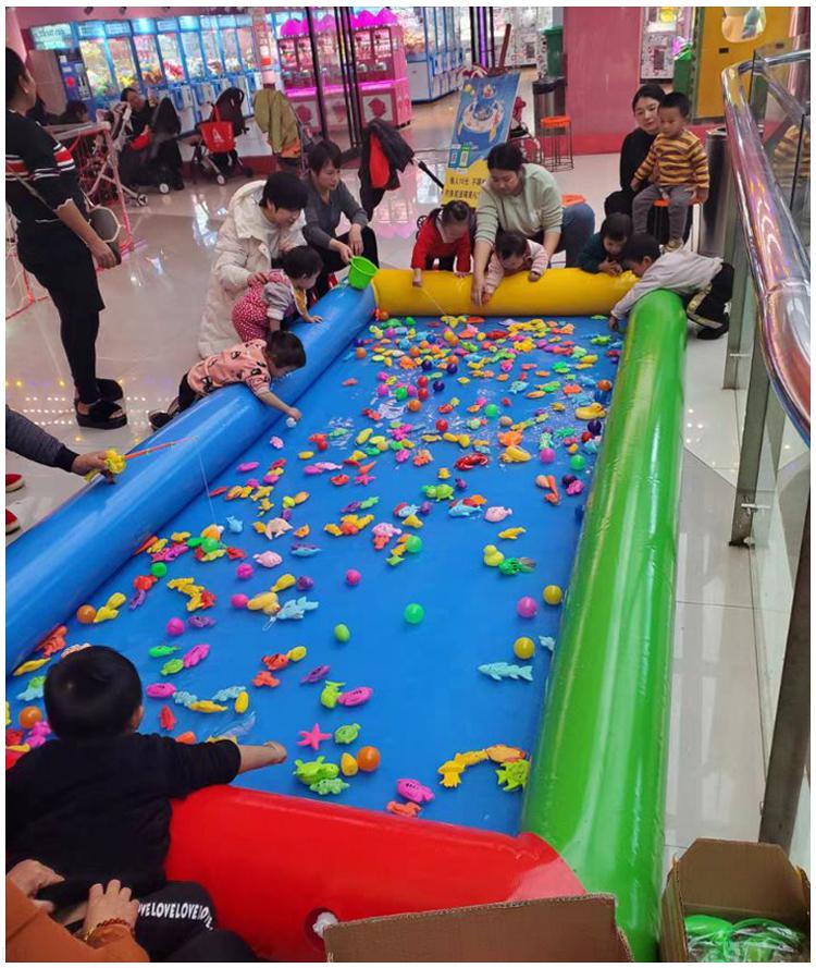 儿童捞鱼的池网捞玩具 儿童钓鱼玩具套装 加厚充气钓鱼池捞鱼池 小孩