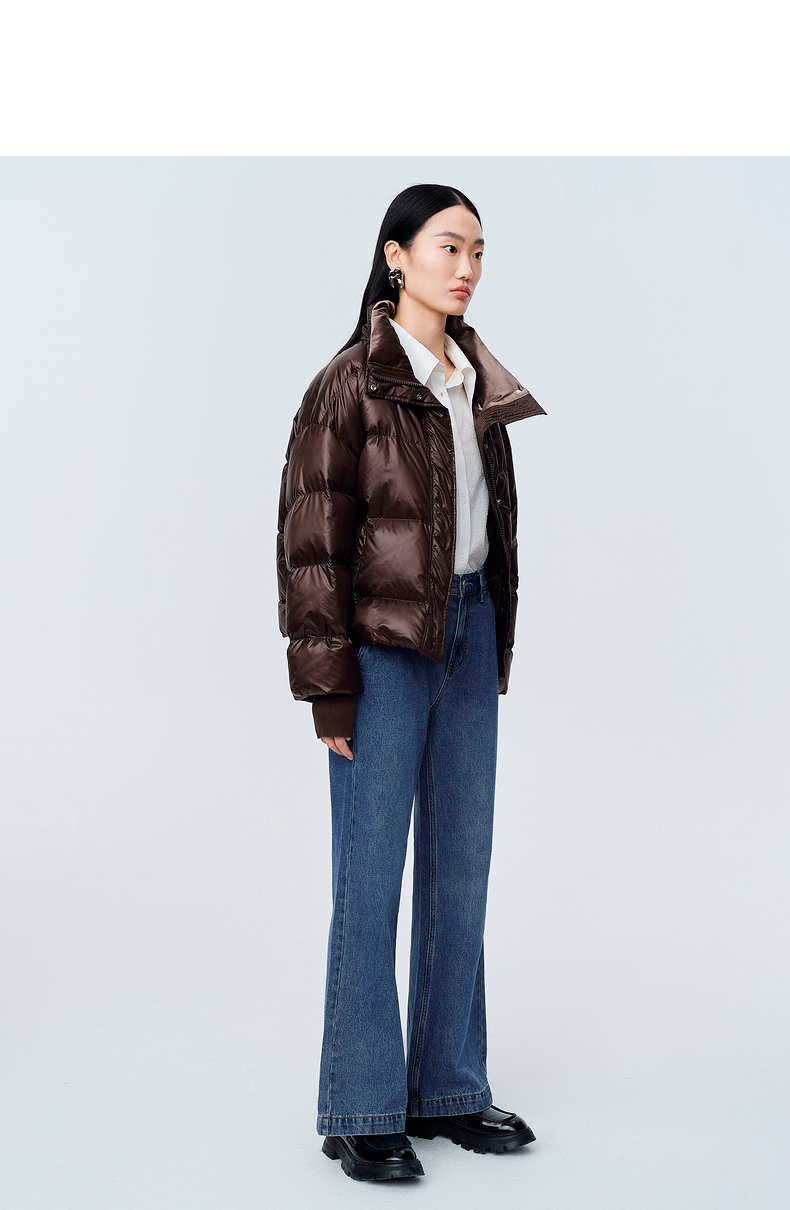 hs2021女装冬季新款90白鸭绒加大廓形短款泡芙羽绒服外套女咖色xs150