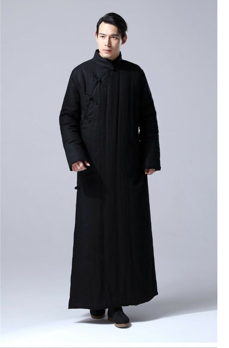 恒源祥品牌中国风男装棉麻冬保暖唐装斜襟长袍马褂民国长衫中式长款