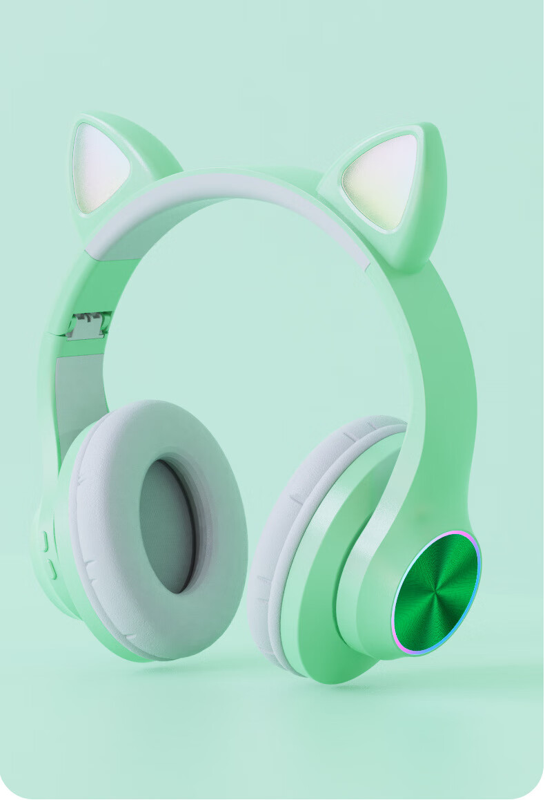 韩版少女可爱头戴式蓝牙耳机子猫耳朵送女生带麦学生网课电竞游戏红人
