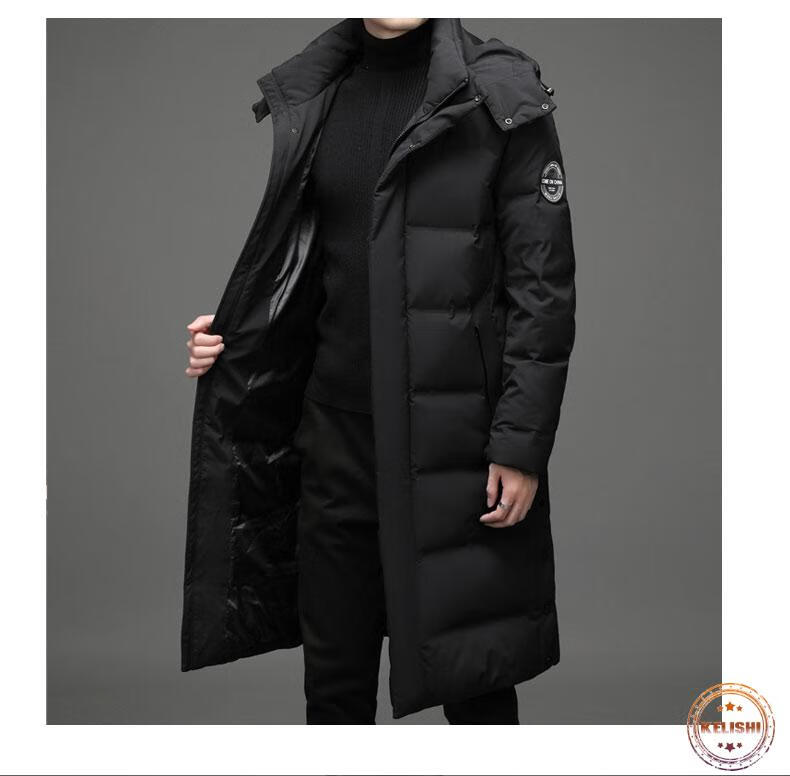 克林狮kelishi轻奢品牌冬季新款羽绒服男中长款长过膝加厚加长保暖