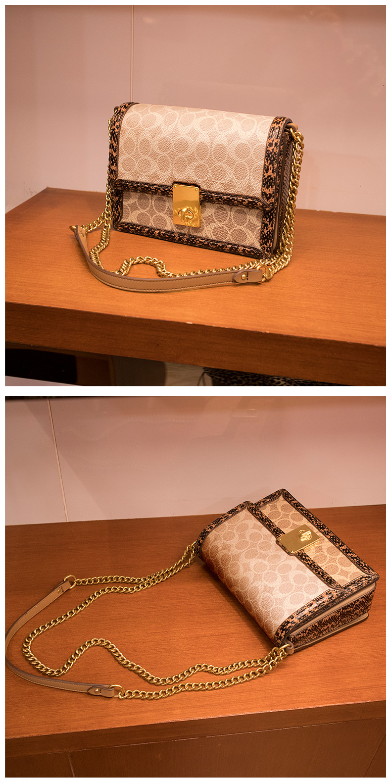 chenkai奢侈品包包女包哈顿包小方包女单肩斜挎链条包拼色hutton包