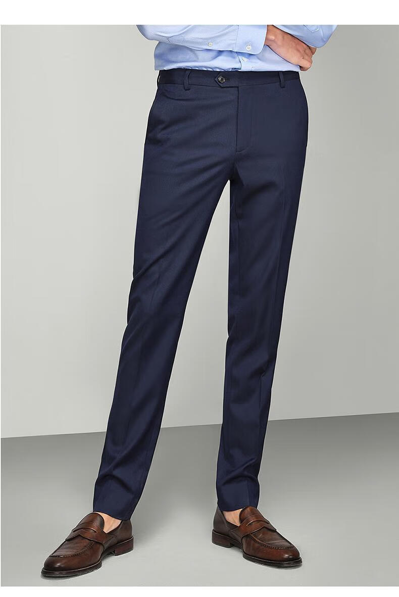 正装裤子直筒青年职业装春秋西服裤男士百搭舒适显瘦男式裤子深蓝38