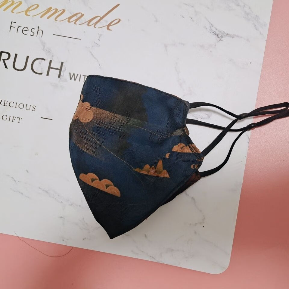 喜圣多新品国风口罩高品质香云纱口罩双层香云纱布料防晒口罩成人小料