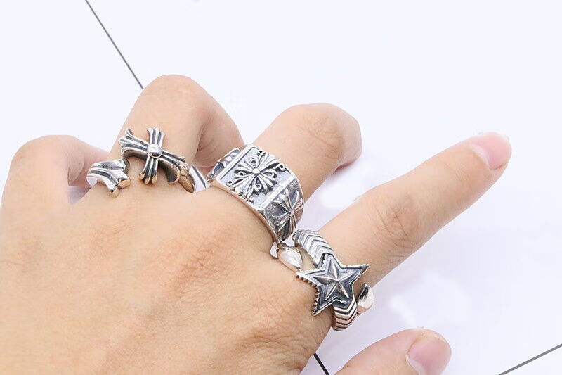 克克罗心戒指永恒之心高版本925银时尚复古男女活口可侣潮十字架开口