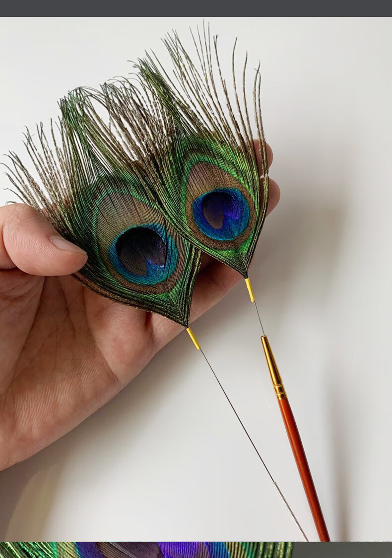 采耳工具打耳朵银雀羽毛挖耳朵扫脸spa按摩耳毛棒 银雀毛1根 木柄孔雀