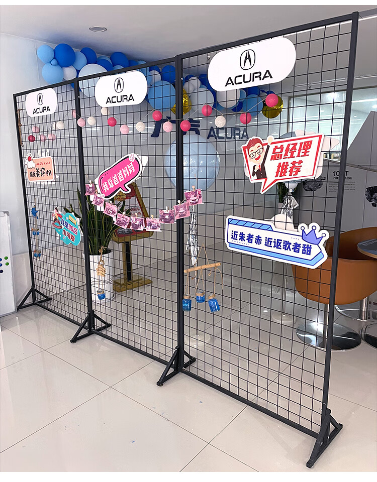 幼儿园作品展示展架立式网片落地展架移动双面铁丝网格架展会厅幼儿园