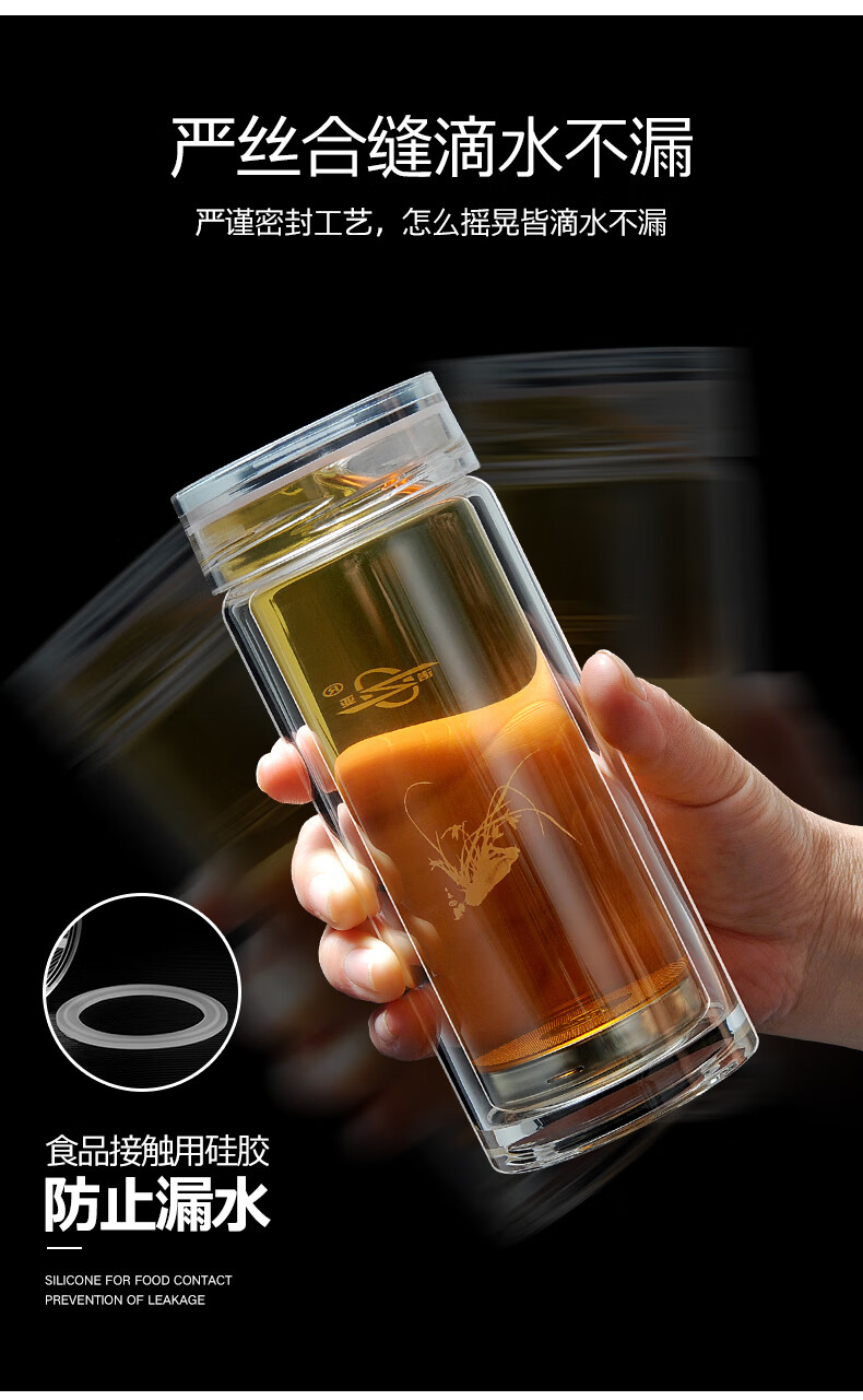 诺亚口杯诺亚口杯水晶杯便携家用银质办公夏天透明耐热加厚泡葡萄1银