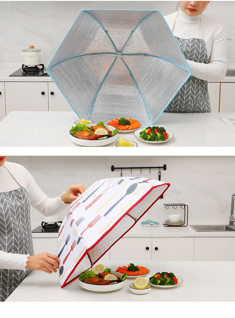 保温菜罩加热大号冬季多功能家用防尘新款可折叠餐桌饭菜食物罩蓝刀叉