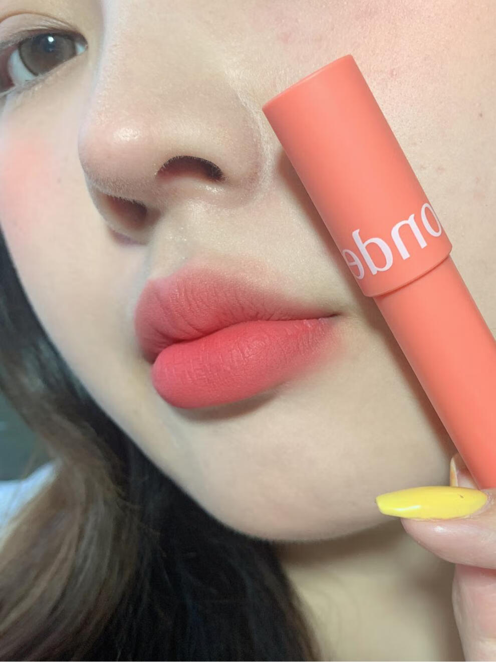 荧光嫩妹色真好看蜡笔口红06韩系珊瑚蜜桃橘粉白皮快乐色10
