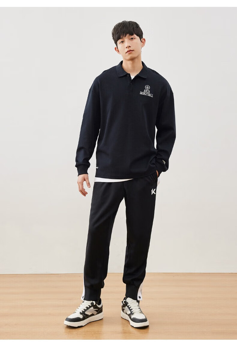 安踏(anta) kt运动文化裤丨运动裤男冬季排扣热身训练球裤扯裤宽松