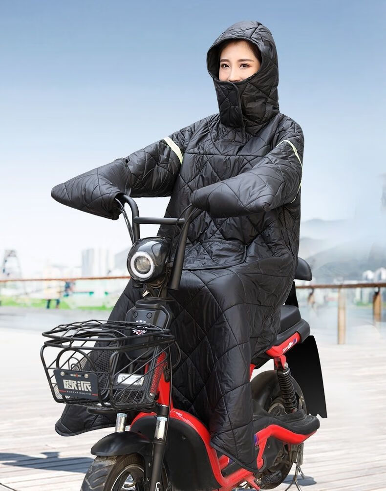 冬天防冻骑车衣保暖加厚防寒防水男女通用挡风衣连帽电动车防风衣不含