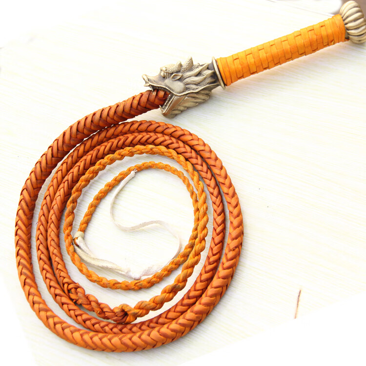 牛皮鞭子响鞭陀螺鞭麒麟鞭软鞭武术鞭牧羊鞭甩鞭马鞭防身鞭黑色4米2斤