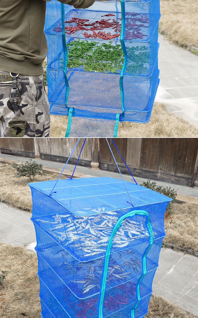 折叠晒鱼网防蝇笼晒干家用晾晒鱼干网架干货晒渔网晾菜晒菜神器加固