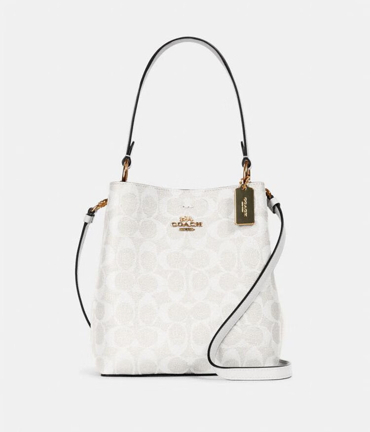 预售coach蔻驰小号水桶包双层中间带拉链单肩包手拎包斜挎包1011浅