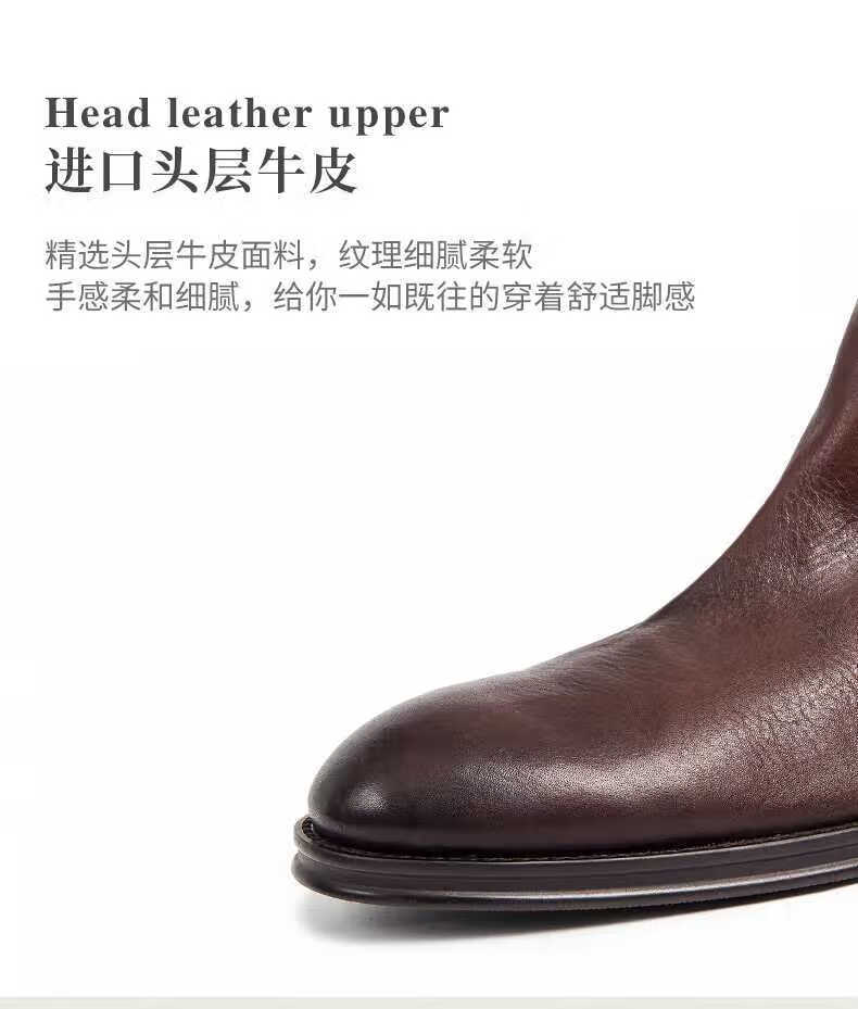 帕达索210810马丁靴男加绒短靴牛皮冬季潮流男士高帮皮鞋英伦风中帮