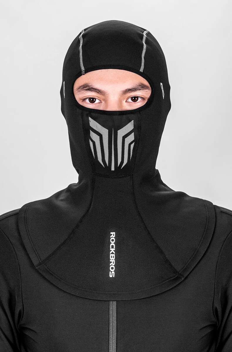 洛克兄弟摩托车头套男骑行全脸面罩秋冬季防风骑士头盔保暖内衬帽黑色