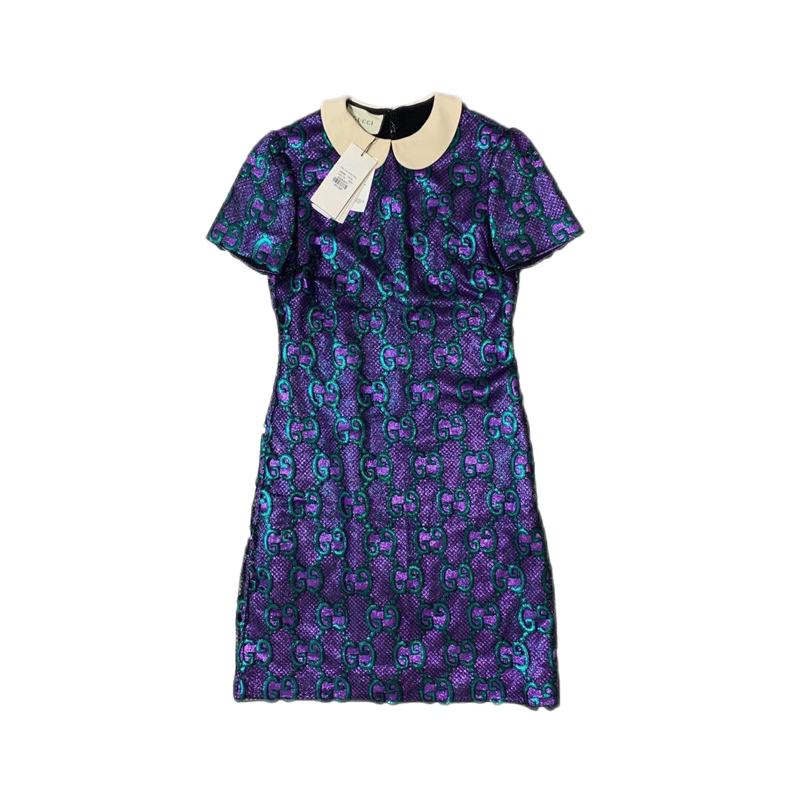 新年礼物元旦节送礼gucci古驰女士满logo连衣裙ay现货印花38